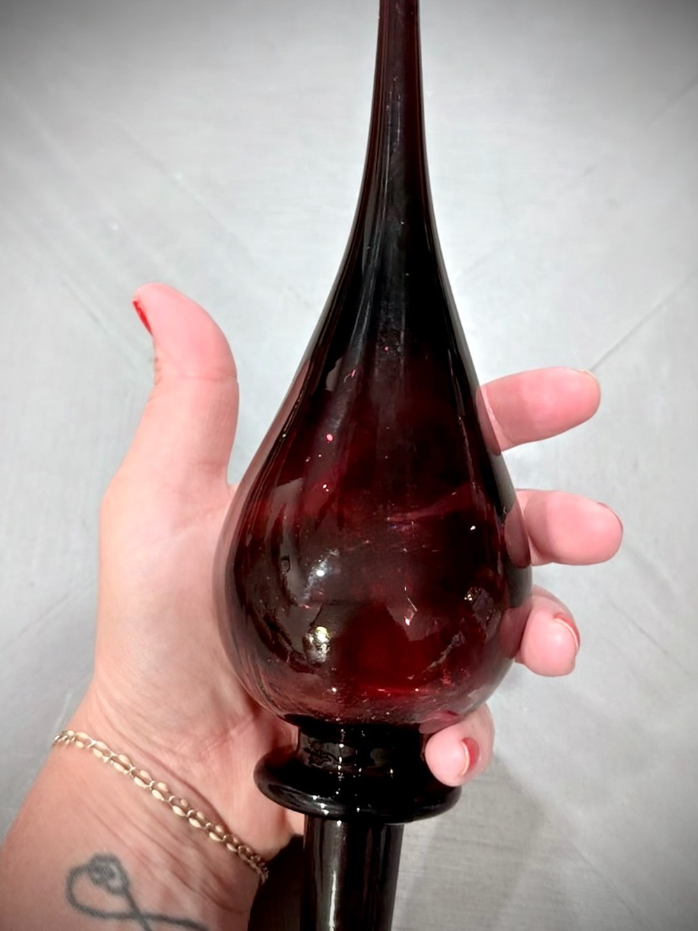 9” Huge Amethyst Empoli Bottle Stopper, Rare, 4” @ it’s widest